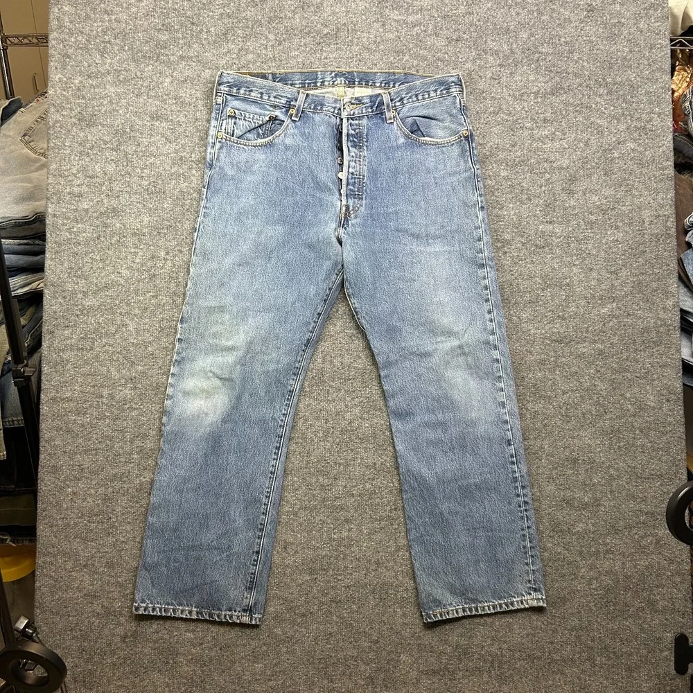 Levi's 501 Jeans Men's Blue Denim Straight Pockets Button Fly Classic - 38X29